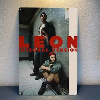 Room Decor 1pc Vintage "Leon" Movie Collectible Iron Metal Poster 8x12 Inches - Classic Film Tin Sign With Rounded Corners And Hanging Hole For Home, Bar, Coffee Shop, Kitchen, Toilet Wall Decor