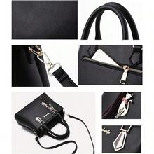 SMALLBLUER PU Leather Tote for Women Shoulder Backpack Crossbody 2 Pieces Crossbody Bags with Metal Pendant