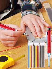 1PC Woodworking Mechanical Pencil, Replaceable Lead, Multiple Colors, Single Color Metal Pencil For Woodworking, 45mm Long, With Pencil Sharpener And Marking Tool, Suitable For Construction And Woodworking, Long Nose Deep Hole Mechanical Marking Pen, Suitable For Woodworking, Drawing, And Construction Tools, Built-In Sharpener, Metal Long Head Deep Hole Woodworking Pencil, Professional Engineering Woodworking Pen, Quick Drying Hook Marking Pen