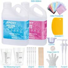 SMI Fine 云母粉环氧树脂套件树脂套件带树脂模具DIY树脂专用透明水晶铸造树脂 - 彩色 - 查看 11
