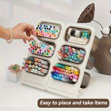 1 hộp đựng đồ để bàn và ngăn kéo, hộp đựng bút dạ dọc có 3 ngăn, hộp đựng bút góc cạnh và giá đựng bút chì, hộp đựng đồ để bàn, hộp đựng đồ dùng văn phòng phẩm và đồ dùng nghệ thuật cho văn phòng và trường học, hộp đựng đồ trang điểm kiêm hộp đựng cọ mỹ phẩm, thiết kế có thể gập lại và tháo rời - Nhiều màu - Xem 2