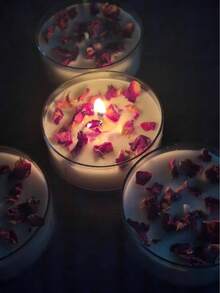 Vela perfumada com pétalas de rosa, cera de soja natural, uso interno, adequada para festas, aromaterapia, meditação e ioga, iluminação de emergência