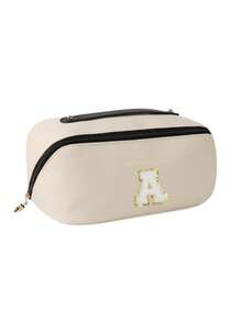 1 Stück PU-Leder wasserdichte Kosmetiktasche mit Buchstabendesign, großer Stauraum mit Doppelschicht, multifunktionale Damen Reisetasche, Kulturtasche, Kosmetikorganizer, Badezimmer Aufbewahrung, Reiseaccessoire, Ostergeschenk, Brautjungferngeschenk, Tasche, Kosmetiktasche, Reiseaccessoire - Beige - Übersicht 30