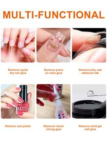 TWOING 10毫升强力胶水卸除剂，假指甲胶水卸除剂，快速溶解胶水，轻松卸除亚克力指甲、按压式指甲和水钻美甲DIY设计卸除工具