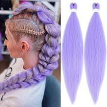 Długie fioletowe warkocze, wstępnie rozciągnięte syntetyczne przedłużki do warkoczy, fioletowe przedłużki do włosów na imprezę sceniczną, kostium na Halloween i Boże Narodzenie