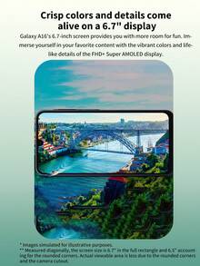 Samsung Galaxy A16 4G LTE 手机 - 6GB RAM + 128GB ROM、6.7 英寸 Super AMOLED 显示屏、多摄像头系统（超广角、微距）、IP54 防水防尘、5000mAh 长效电池、6 代操作系统升级、快速流畅的游戏、流媒体和令人惊叹的摄影性能，非常适合日常使用和娱乐 - 黑色 - 查看 4