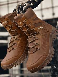 Męskie, jednokolorowe, retro, turystyczne buty trekkingowe, wysokiej klasy, modne, wiatroszczelne buty trekkingowe, całoroczne buty do połowy łydki