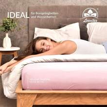 Leevitex ®   Premium Fitted Sheet, 180 X 200 – 200 X 220 Cm, 40 Cm Base, Also For Box Spring Bed And Waterbed, 100% Mako Jersey Cotton, Oeko-Tex Certified, 170 G/M², Dark Green/Fir Green - Pink / Rose - View 5