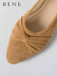 Breezelady 2025 Autumn Women's Brown Minimalist Flat Shoes With Pleated Toe, Elegant Style, Outdoors In Summer, Faux Suede - màu nâu - Xem 5