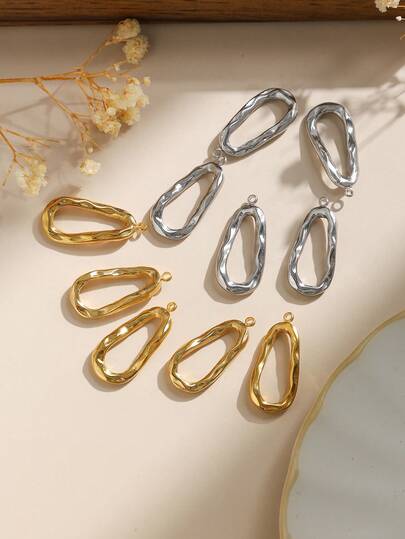 Set de 3 colgantes geométricos asimétricos de acero inoxidable 304, chapados en oro de 18K, accesorios de decoración hechos a mano para uso diario casual