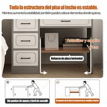 Tocador De Dormitorio C/ Espejo Led Estante Almacenamiento Gris - Gris - Ver 4