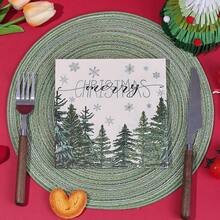 20pcs/40pcs/60pcs,Beige Pine Tree Snowflake Merry Christmas Napkins,13*13inch Christmas Pine Tree Snow Hand Towel For Party Lunch Dinner Kitchen Bathroom,Tree Flower Snowflake Disposable Paper Napkins For Birthday Holiday Party Supplies