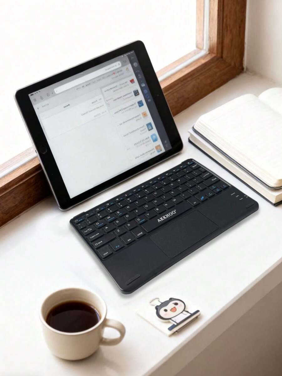 Teclado táctil de oficina de dibujos animados de alta calidad, teclado inalámbrico de control inteligente compatible con tableta - Multicolor - Ver 1