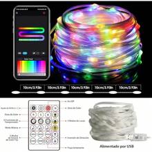 Luces LED Inteligentes, RGBIC Luces para Cuarto Programable con App Hello Fairy y Control Remoto, Regulables Sincronizadas con Música, Guirnalda de Luces para Exterior, Navidad (10M 100LED) - 10 m 100 LED - Ver 5