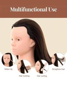 Professional 26 Inch Makeup Practice Head With Wig Weaving Tool And Desktop Stand - DIY Hairstyle Toolkit, Suitable For Beauty Students And Beginners In 2025 # Practice Head Model # Attached Styling Tool # Limited Time Discount - Multicolor - View 6