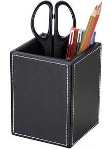 Faux Leather Pencil Case, Black