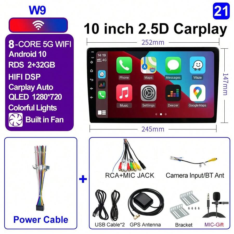 CAIXI 7/9/10 pulgadas 2din Android auto Caplay inalámbrico GPS Radio de coche Multimedia estéreo para Nissan Kia - 10 WIFI 8 NÚCLEOS (2-32) - Ver 1