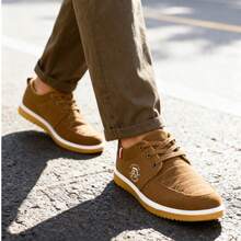 2025 新款男士商务正装时尚休闲系带低帮帆布鞋，百搭户外休闲运动鞋 - 黃色 - 查看 10