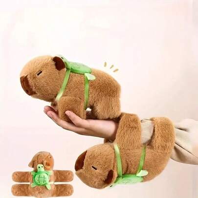 The Cute Cartoon Capybara With A Turtle Backpack Is A Soft Polyester-Filled Animal. This Kawaii Capybara Plush Toy Is An Ideal Gift For Children And Collectors, And It Comes With A Turtle Backpack Suitable For Kids To Use.