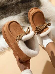 Women's Thick Sole Solid Color Plush Comfortable Warm Outdoor & Indoor Snow Boots, Winter - Brown - View 5