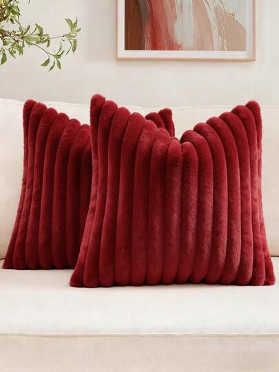 1pc Solid Color Plush Throw Pillow Cover, Available In Multiple Colors, Warm & Soft, Plush Surface, Zipper Closure, Suitable For Living Room, Bedroom, Party Decor, Pillow Insert Not Included, Size Options: 12x20/16x16/18x18 Inches, Machine Washable, Suitable For Autumn & Winter Decor And Room Decoration.