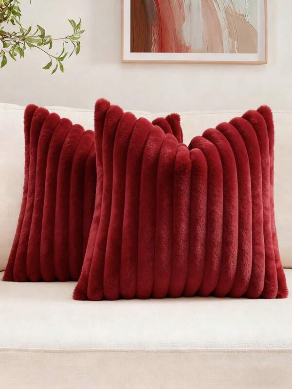 1pc Solid Color Plush Cushion Cover, Multi-Color Options, Warm And Comfortable, Plush Surface, Zipper Closure, Suitable For Living Room, Bedroom, Party Decoration,Insert Not Included, Fits 12x20/16x16/18x18 Inch, Machine Washable, Autumn Decor, Winter Decor, Room Decor