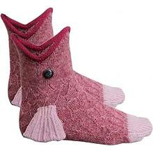 Hehimin Socks With Animal Pattern – Playful Knitted Pattern, Quirky Alligator Knitted Cuff, Fun Winter Socks,, Unisex - 4 Pair - View 4