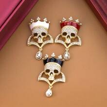 1pc Fashionable Egg Crystal Women Brooch, Gold Plated Christmas Scarf Dress Pin, Birthday Party Valentine Gift