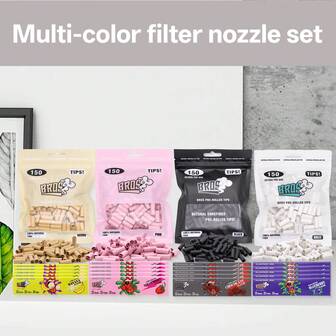 150-pack filter, 5 häften med stora papper med smaker, King size 110 mm papper, jämn brinnande, 4 smaker (jordgubb, banan, blåbär, choklad) finns tillgängliga, perfekt present till nära och kära eller vänner, jul- eller födelsedagspresent