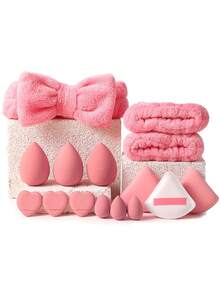 27 Stücke Prep-To-Apply Make-up Werkzeug-Set: 12 Stücke samtig-weiche Pinsel, 3 Stücke Blending Schwämme, 3 Stücke Mini Schwämme, 3 Stücke puschelige Watte-Zuckerwatte Puder, 3 Stücke Mini Luftkissen, 1 Stück Haarband, 2 Stücke Handschalen Riemen - ideal für Schminktisch & Reisen. 6/12/15/27 Stücke, Pinselset, Make-up Pinsel Set, Make-up Pinsel, Komplettes Make-up Set, Make-up Pinselset, Komplettes Make-up Kit, Pinselset, Make-up Pinselset, Make-up Geschenkset