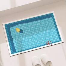 1pc Rubber Bathroom Anti-Slip Floor Mats, Absorbent And Quick-Drying Floor Mats, Cartoon Style Swimming Pool Printed Floor Mats, Diatomaceous Earth Floor Mats, Household Bathroom Wear-Resistant Anti-Slip Foot Mats, Bathroom Floor Mats, Bathroom Toilet Floor Mats, Home Decoration