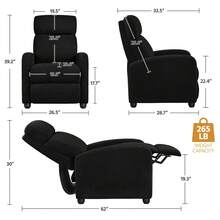 Butterslay 1pc Modern Reclining Boucle Chair Upholstered Single Sofa With Pocket Springs Recliner Chair For Living Room, Bedroom, Office - màu đen - Xem 6