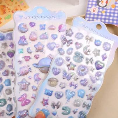 4pcs Cartoon 3D Stereoscopic Floating Fun Stickers, Stereoscopic Embossed Stickers, High Appearance Level Waterproof Stickers, Cute Decoration, Suitable For DIY Handicrafts, Notebook Decoration, Mobile Phone Accessories, Scrapbook Materials, Stationery Beautification, Diary Marking