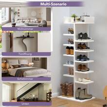 OYAJIA Vertikales Schuhregal, Schuhregale, Schuhturm für Kleine Räume, Freistehend, Verstellbar, Platzsparend, 13-stöckige Schuhschrank, 114 x 45 x 20 cm DIY-Lagerregal, Weiß