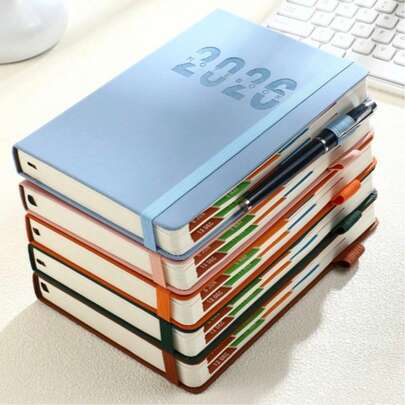 2026 New Hardcover Spiral Bound Schedule Planning Notebook, 400 Pages Daily Planning Calendar Diary, Suitable For Health Plan, Diet Plan, Study Plan, Weight Loss Plan, Time Management Self-Discipline Tracker, 365 Day Office Planner, School Supplies, Back To School