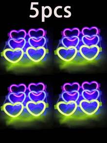 نظارات بشكل قلب مضيئة، عصا حفلات مضيئة، لعبة مضيئة يمكن أن تستمر في إصدار الضوء لمدة 10 إلى 12 ساعة في الظلام، مناسبة للحفلات والبارات والنوادي الليلية وأعياد الميلاد والتجمعات الفردية للديكور، لوازم حفلات مضيئة، ديكورات حفلات الزفاف، وأساسيات للمناسبات والأعياد الجديدة وديكورات رأس السنة، هدايا رأس السنة الجديدة