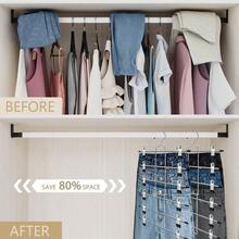 Pants Hangers With Clips,Space Saving Hanging Closet Organizer-6 Tiers Skirt Hangers With 360° Swivel Hook,Closet Organizer-Clothes Hangers- College Dorm Essentials Apartment Essentials - 銀色 - 查看 2