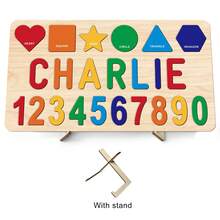 Drewniane puzzle Montessori dla dzieci w wieku 1-3 lat, spersonalizowana układanka z imieniem, nowy prezent wielkanocny dla dzieci, drewniane puzzle z alfabetem 3D - Tęczowy, trzyrzędowy wspornik bez gwoździ - Zobacz 13