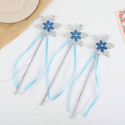 1pc/Set Ribbon Snow Fairy Wand Cartoon Princess Magic Wand Hair Accessories For Girls
