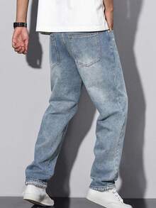 Teen Boy Straight Leg Casual Jeans With Pockets, Minimalist & Fashionable - Light Wash - View 2