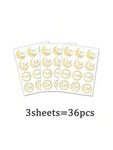 120/60/36 New Year Party Sticker Set, 1.57 Inch Platinum Round Geometric Stickers, Theme Party Stickers, Self-Adhesive Gift Labels, Suitable For Birthday, Wedding, Gift Bags, Greeting Cards, Candy Bags Decoration, Eid And Other Holiday Decorations - Gold - View 9