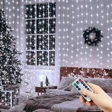 1 Confezione, Luci a tendina a LED, Luci a stringa alimentate tramite USB con 8 modalità, Decorazioni appese adatte per Natale, Ognissanti, San Valentino, Ramadan, Feste e Illuminazione per Festività