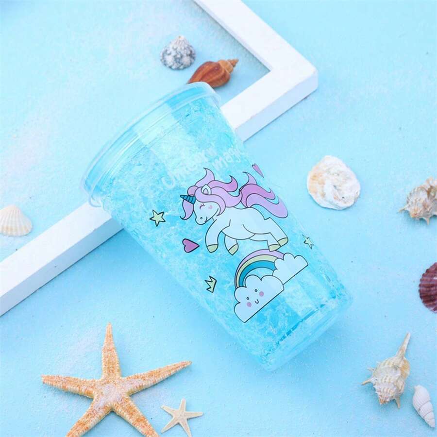 Vaso reutilizable con pajita y tapa, 450 ml, vaso de agua de plástico - Azul - Ver 1