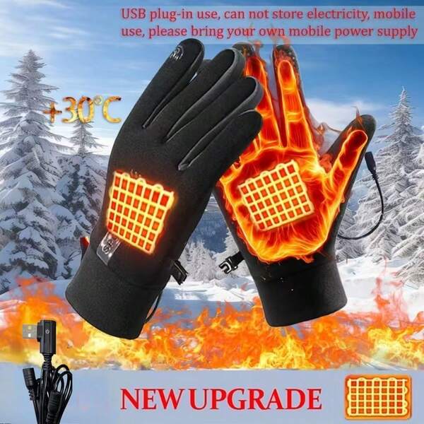 RAF USB Heated Gloves With 3 Temperature Settings, Touch Screen Compatible, Elastic Cuffs, Washable, Fashionable Design - Suitable For Outdoor Winter Activities, Winter Gloves | Modern Glove Design | Durable Gloves, Touch Screen Compatible, Overheat Protection - Ideal For Skiing, Snowboarding, Typing, Gaming - Perfect For Cold Weather And Computer Use - Unisex Ergonomic Winter Gloves, Warm Gloves, Heating Pad