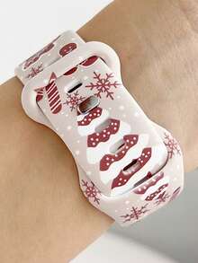 1pc Minimalist Christmas Tree & Gingerbread Man Pattern Compatible With Apple Watch Band Strap 38mm 40mm 41mm 42mm 44mm 45mm 49mm (S10 42)Mm (S10 46)Mm, Fashionable Soft Silicone Sports Watch Strap Bands Compatible With Iwatch Series 11 Ultra 3 SE3 Ultra 2 S10 SE2 9 8 7 SE 6 5 4 3 2 1 ,Women Watchbands, Smart Watch Strap/Band, Perfect Gift For Thanksgiving,Birthdays Valentines