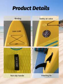 YHW-SURF 1 Set Yellow Inflatable Stand Up Paddle Board, Includes Full Accessories: Hand Pump, Detachable Paddle, Leash, Backpack, Removable Fin And Repair Kit