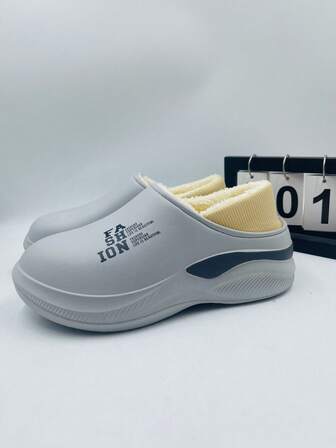 1 Pair Winter New Thermal Lined Comfortable Slip-On House Slippers, Lightweight & Soft Couple Shoes For Indoor & Outdoor Wear