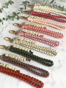 1pc Personalised Keychains Boho Bracelet Name Keychain, Will You Be My Bridesmaid Gift, Macrame Wristlet Name Keychain, Bridesmaid Box Gifts, Bridesmaid Proposal Items,Reusable,Ornamental,Stylish,Cute,Custom,Personalized,Customized,Unique,Customized Creative Ornament,Street Casual Chic,Toys & Games,Haunt Your Home,Fall Décor