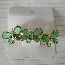 Crystal Rhinestone Hairpin French Clip Retro Butterfly Spring Clip Hairstyle Fashion Clip - 綠色 - 查看 2