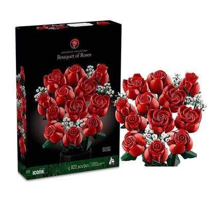 Decorative Bouquet Of Roses And Orchids To Assemble With Eternal Flowers, Block Toy, Valentine's Day Gift